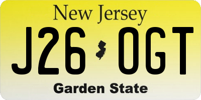NJ license plate J26OGT