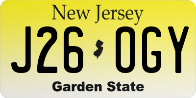 NJ license plate J26OGY