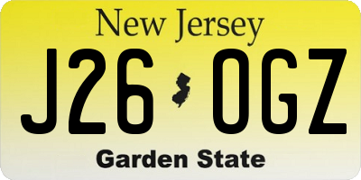 NJ license plate J26OGZ