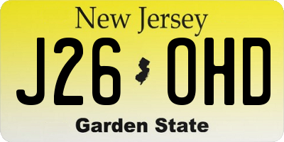 NJ license plate J26OHD