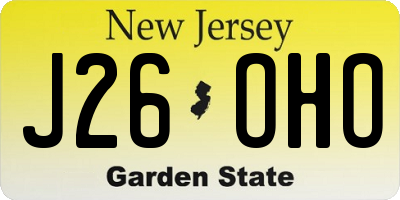 NJ license plate J26OHO
