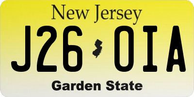 NJ license plate J26OIA