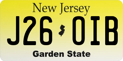 NJ license plate J26OIB