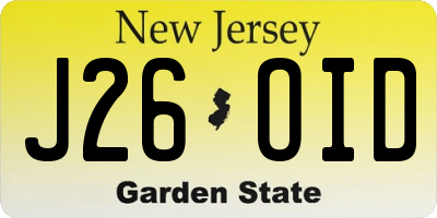 NJ license plate J26OID