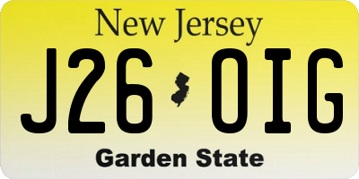 NJ license plate J26OIG