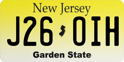 NJ license plate J26OIH