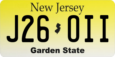 NJ license plate J26OII