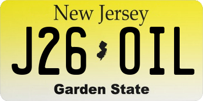 NJ license plate J26OIL