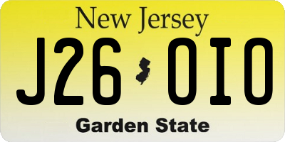 NJ license plate J26OIO