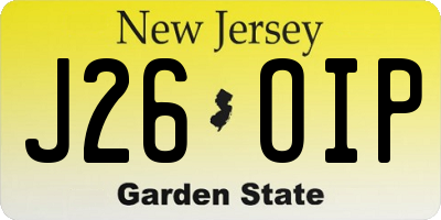 NJ license plate J26OIP