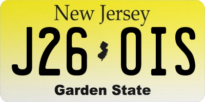 NJ license plate J26OIS