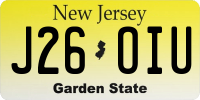 NJ license plate J26OIU