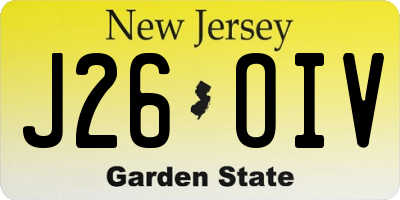 NJ license plate J26OIV