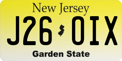 NJ license plate J26OIX
