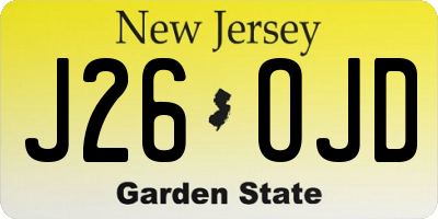 NJ license plate J26OJD