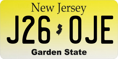 NJ license plate J26OJE