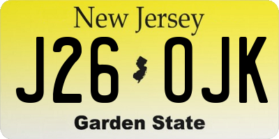 NJ license plate J26OJK
