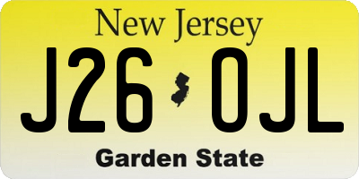 NJ license plate J26OJL