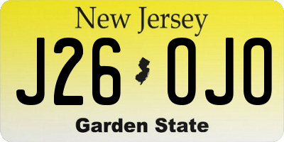 NJ license plate J26OJO