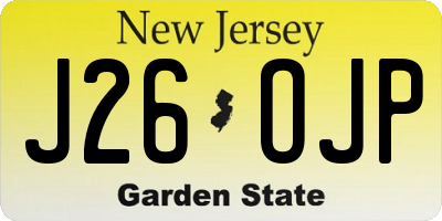NJ license plate J26OJP