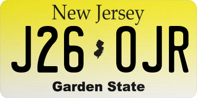 NJ license plate J26OJR