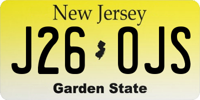 NJ license plate J26OJS