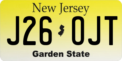 NJ license plate J26OJT