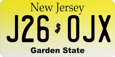 NJ license plate J26OJX