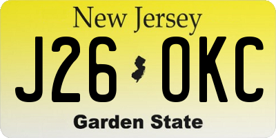 NJ license plate J26OKC