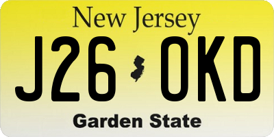 NJ license plate J26OKD