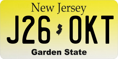 NJ license plate J26OKT