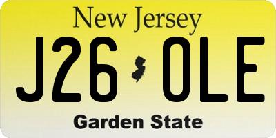 NJ license plate J26OLE