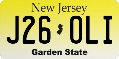 NJ license plate J26OLI