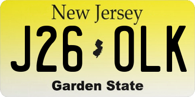 NJ license plate J26OLK