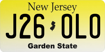 NJ license plate J26OLO