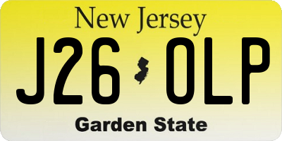 NJ license plate J26OLP