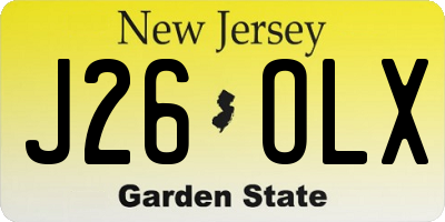 NJ license plate J26OLX