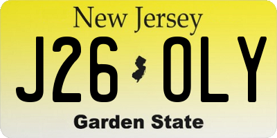 NJ license plate J26OLY