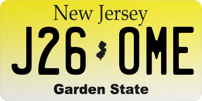 NJ license plate J26OME