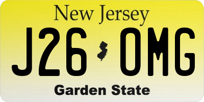 NJ license plate J26OMG