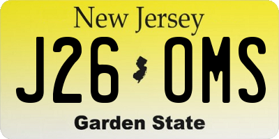 NJ license plate J26OMS