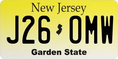NJ license plate J26OMW