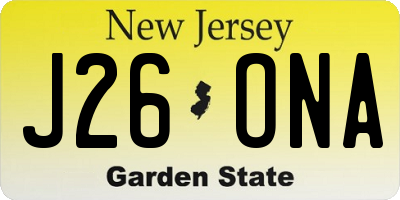 NJ license plate J26ONA
