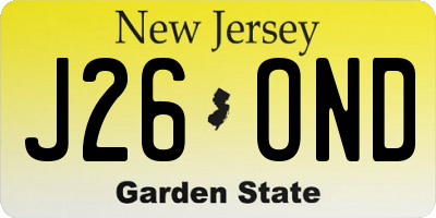 NJ license plate J26OND