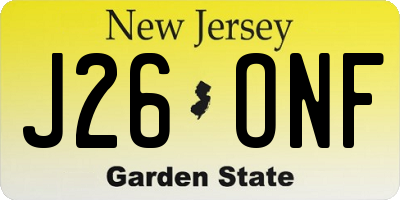 NJ license plate J26ONF