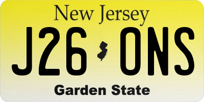 NJ license plate J26ONS