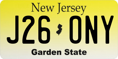 NJ license plate J26ONY
