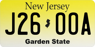 NJ license plate J26OOA