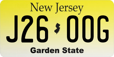 NJ license plate J26OOG