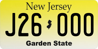 NJ license plate J26OOO